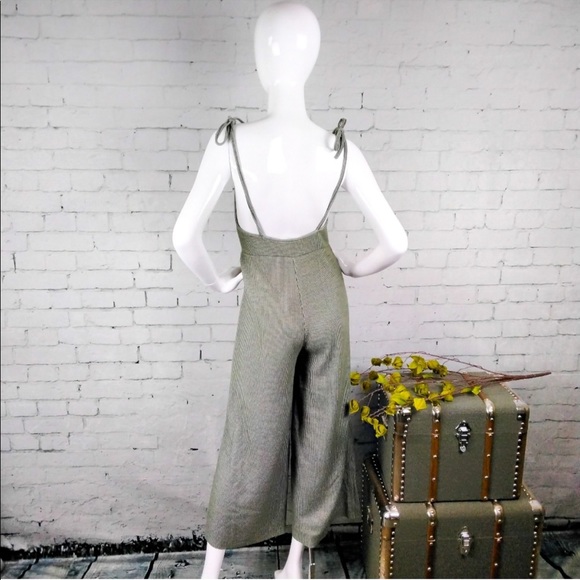 Line & Dot Olive Ribbed Striped Cut Out Jumpsuit SMALL - Picture 4 of 4
